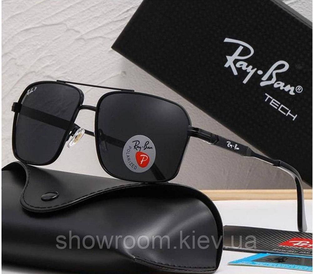 Солнцезащитные брендовые очки Ray Ban (58548) polaroid черные Киев - изображение 1