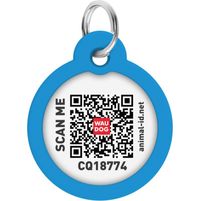 Адресник для животных WAUDOG Smart ID с QR паспортом "Градиент голубой", круг 25 мм (225-4036) Винница - изображение 3