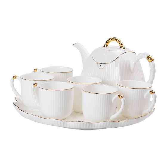 Чайный набор на 6 персон с заварником, белый Киев