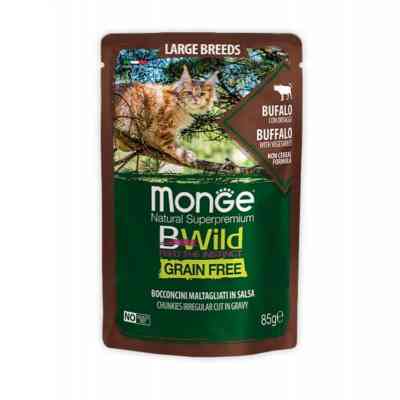 Вологий корм для кішок Monge BWild Cat Free Wet з м'яса буйвола та овочами 85 г (8009470012751) Вінниця