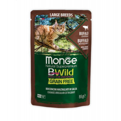 Вологий корм для кішок Monge BWild Cat Free Wet з м'яса буйвола та овочами 85 г (8009470012751) Вінниця - фото 1
