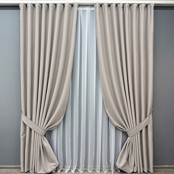 Комплект готовых штор VR-Textil Блэкаут двусторонний Eclipsе № 1818ш Пепельный 150х270 см 2 шт (33-0799) Киев - изображение 2