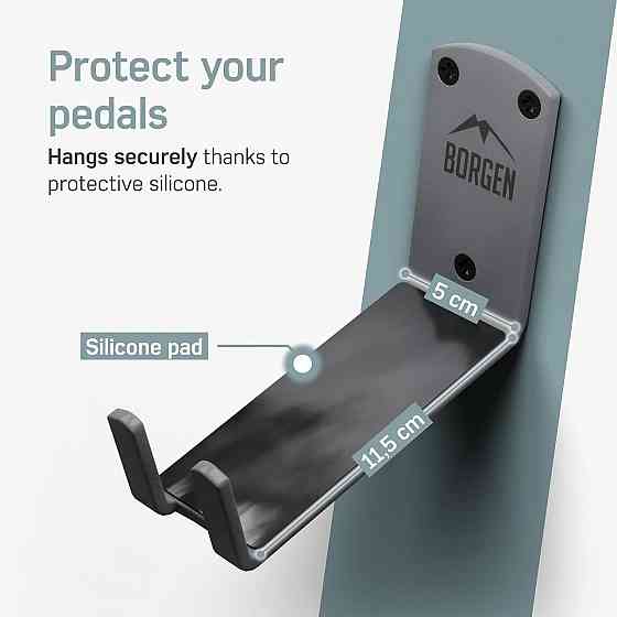 Настенный держатель для велосипеда Borgen B-01-014 Серый Педальный кронштейн с опорой и силиконовыми Киев