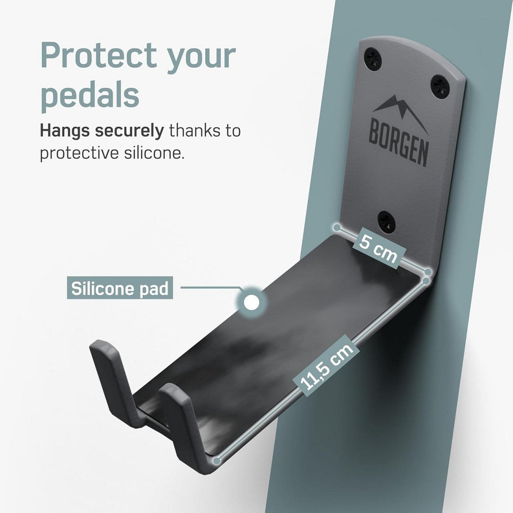 Настенный держатель для велосипеда Borgen B-01-014 Серый Педальный кронштейн с опорой и силиконовыми Киев - изображение 5