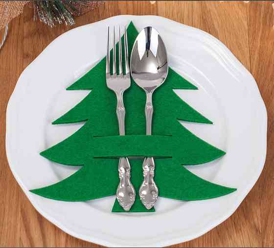 Украшения на новогодний стол Елки 4 штуки 20 на 17 см зеленый Киев