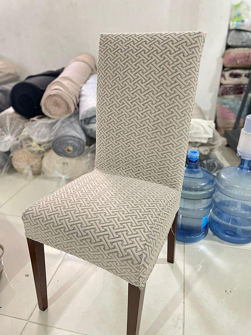 Універсальний натяжний чохол накидка на стілець зі спинкою Жаккард абстракція Royan Туреччина Кава 0 Біла Церква - фото 2