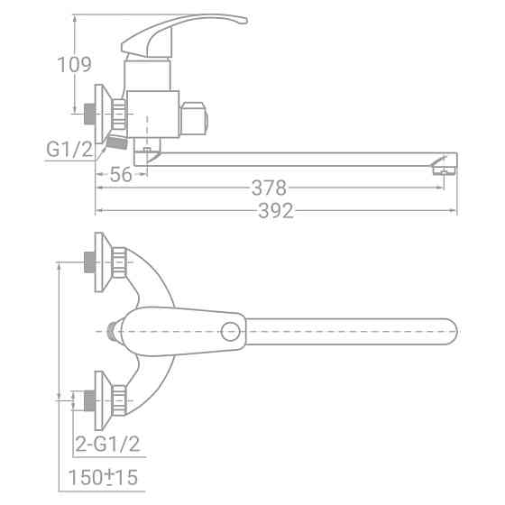 TAU Смеситель SD Ø40 для ванны гусак прямой 350мм дивертор встроенный картриджный TAU SD-2C243C Киев