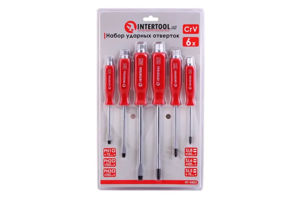 Набір відгорток ударних 6 ед. Intertool під ключ Вінниця - фото 1