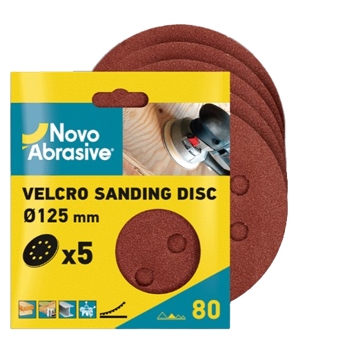 Круг самозачіпний d225мм P120 з отворами GLS5  5 шт/уп NovoAbrasive Житомир