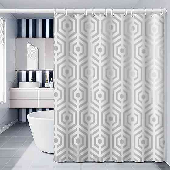 Шторка для ванной комнаты Bathlux 180 x 180 см с водоотталкивающим покрытием, с геометрическим узором Каменец-Подольский