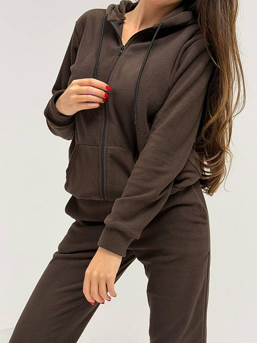 Жіночий повсякденний теплий костюм на флісі двійка Шоколад, 42/44 Одеса - фото 6