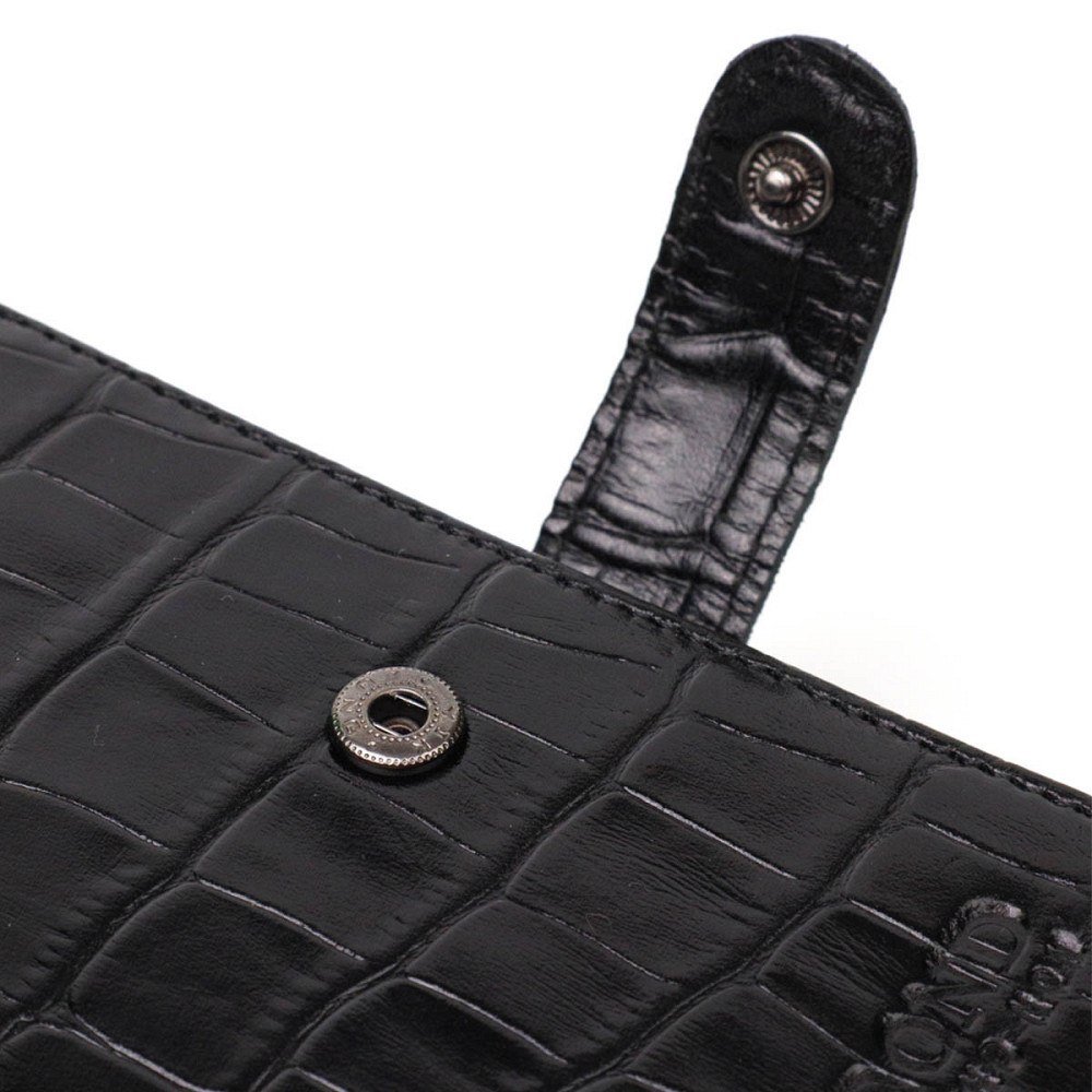 Фактурное портмоне для мужчин из натуральной кожи с тиснением под крокодила BOND 22057 Черный Киев - изображение 8