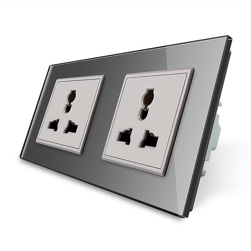 Розетка двомісна універсальна Livolo сірий скло (VL-C7FCT22-4IP) Коломыя - изображение 2