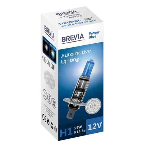 Галогенова лампа Brevia H1 12V 55W P14.5s Power Blue CP Львів