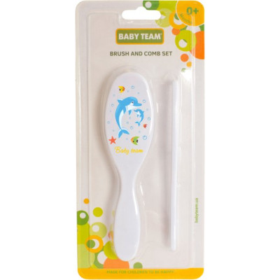 Набір для догляду за дитиною Baby Team гребінець і щітка Білий (7105_білий) Вінниця - фото 1