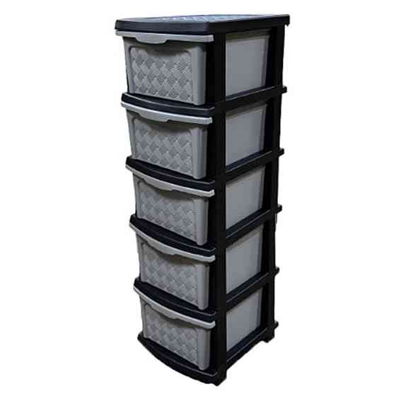 Комод пластиковий сіро-чорний "Компакт Плюс" 5 ярусів 106*40*34см R-Plastic Одеса