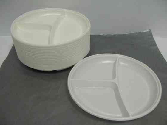 Тарілка одноразова пластикова з 3 поділками діаметр 205мм (100 шт) Харків