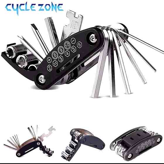 Многофункциональный инструмент 16 в 1 для ремонта велосипеда 9 на 2.5 на 4.5 см Киев