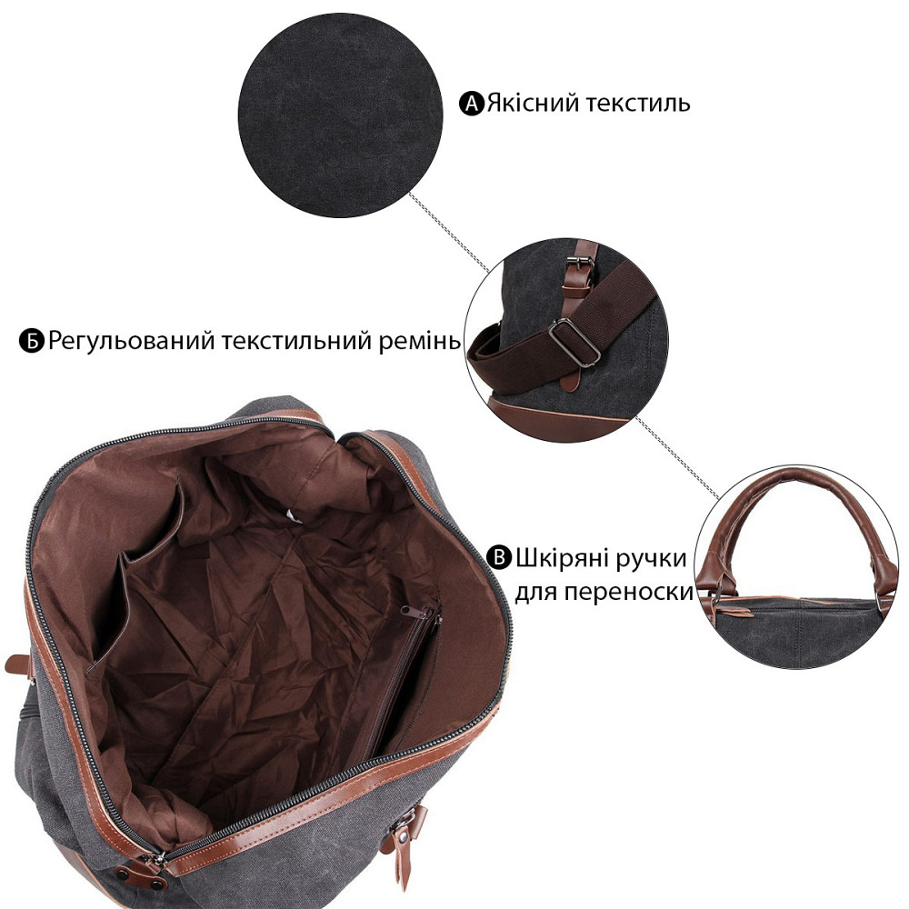 Сумка дорожня Vintage 14581 Сіра Київ - фото 4