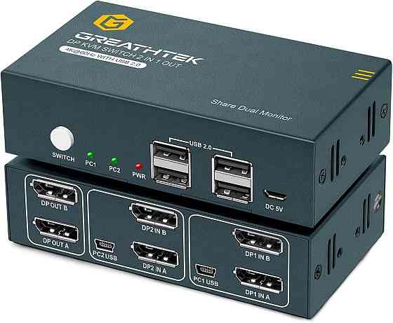 Перемикач Greather DP KVM switch 2 in 1 out Луцьк