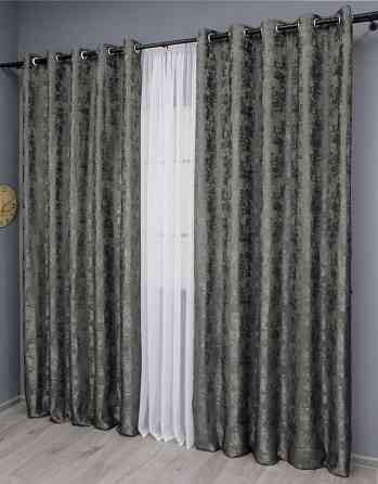 Комплект штор на люверсах VR-Textil Жаккард Sultan XO № 1558ш 150х250 см 2 шт Темно-серый (37-0182) Киев