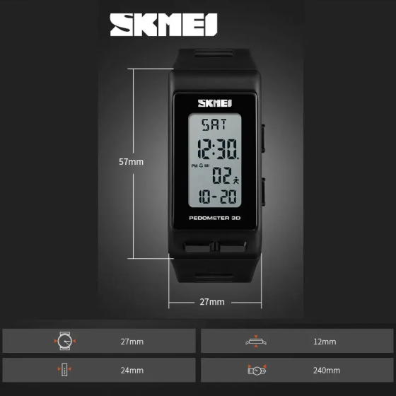 Годинник спортивний Skmei 1363 3D Pedometer Чорний Вінниця