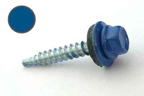 Саморез кровельный 4,8*35 DIN 7504K RAL 5005 по дереву (ящ. 1600шт) (цвет - сигнальный синий) APRO Ровно