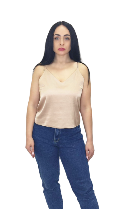 Шелковая майка на тонких бретельках Бежевый M/L Харьков - изображение 7