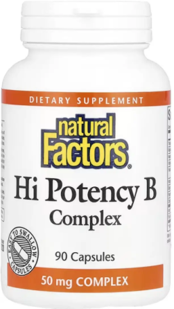 Комплекс витаминов группы B Natural Factors Hi Potency B Complex 50mg 90 капс Киев