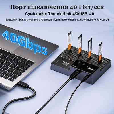 Док-станция для накопителей Maiwo 4*NVMe M.2 SSD Key M/B+M to USB4.0 USB-C 40Gbps (K3015P4) Винница