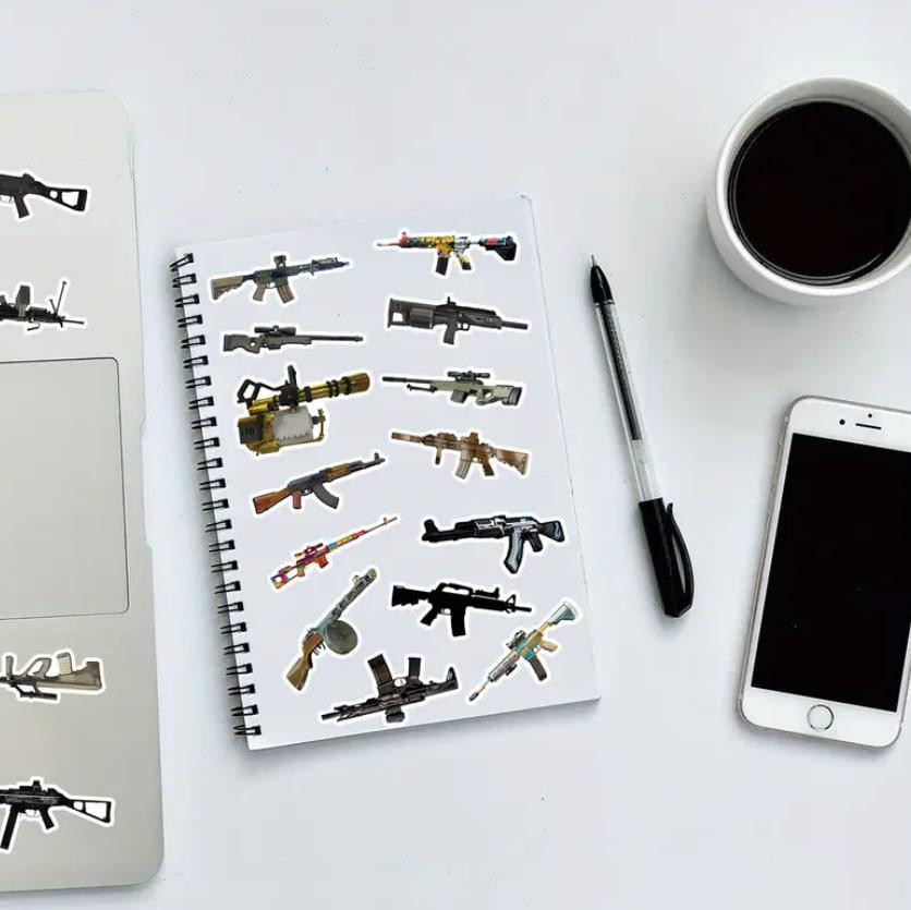 Наклейки, стікери зброя. Водонепроникні вінілові наклейки, стікерпак, наліпки військова тематика, на Київ - фото 5