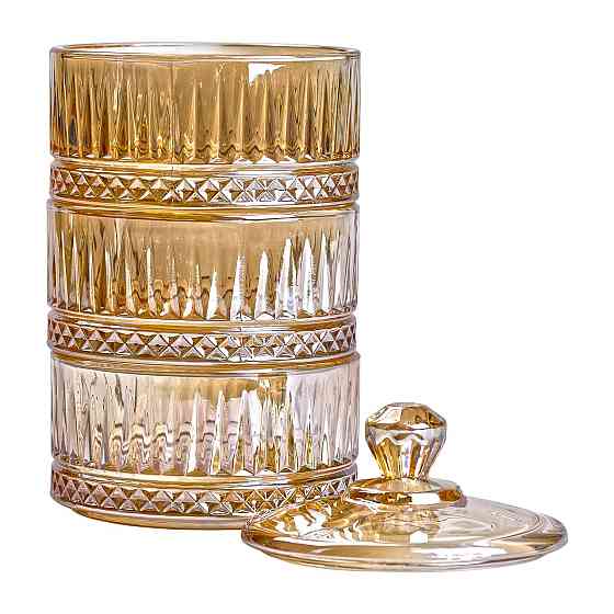 Yiwu Цукерниця триярусна скляна Ø 10 см ваза цукерниця кругла з кришкою HP-YH-73 Київ