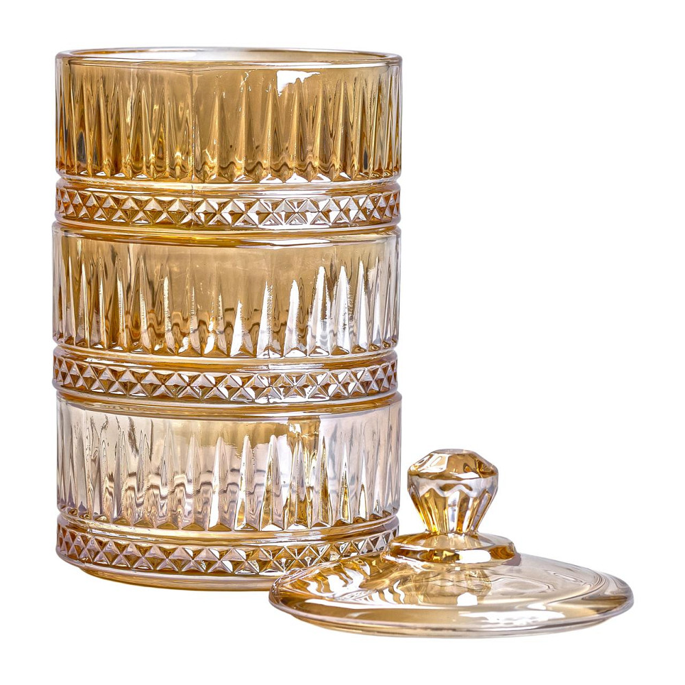 Yiwu Цукерниця триярусна скляна Ø 10 см ваза цукерниця кругла з кришкою HP-YH-73 Київ - фото 4