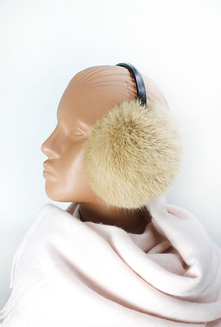 Наушники меховые взрослые из кролика Бежевый Харьков - изображение 3