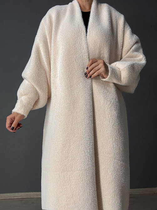 Кардиган жіночий Fancy Matinee 30740 ангора довгий з кишенями, молочний, one size Київ - фото 7