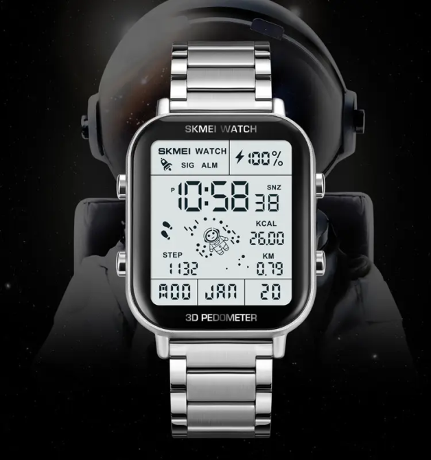 Чоловічий наручний годинник Skmei 1888 astronaut фітнес трекер (Сріблясті) Вінниця - фото 5