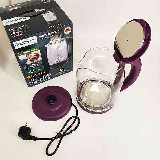 Электрочайник для дома красивый Rainberg RB-2218 3200Вт 2л, Чайник с индикацией и подсветкой SR-26 Львов