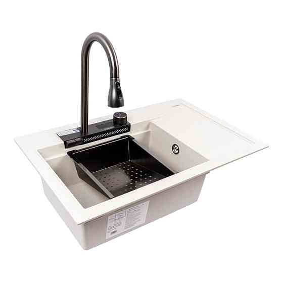 Гранітна мийка VALESO ATRUM 7950 матова Біла в крапку Коломия