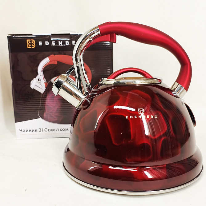 Хороший чайник со свистком Edenberg EB-1910 3л, Современный чайник со свистком для воды на газ AT-67 Львов - изображение 4
