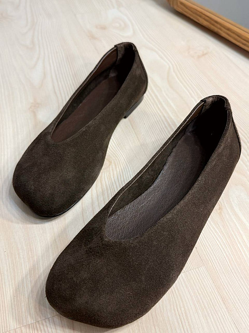 Балетки жіночі Zemira 23-0582 замшеві квадратний носок коричневі, 40, 26 см Київ - фото 1