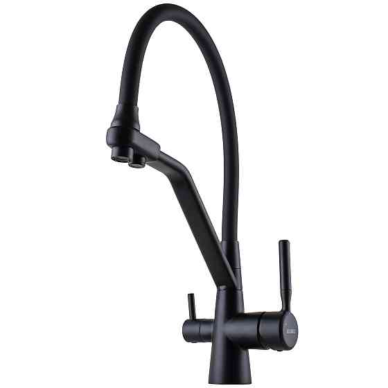 Змішувач для кухні під осмос Globus Lux GLLR-0800-10-01 гофрований  на гайці латунь, Чорний-Чорн Луцк