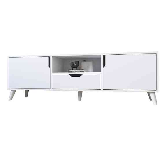 Тумба под телевизор с белыми ножками М-ЗОН Борн 1600 Нимфея Альба (белый) (MZN-031099) Львов