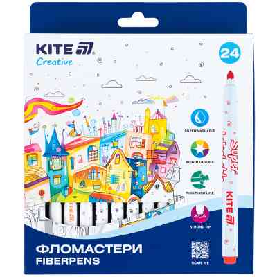 Фломастери Kite Creative Superwashable 24 кольорів (K-1153) Вінниця
