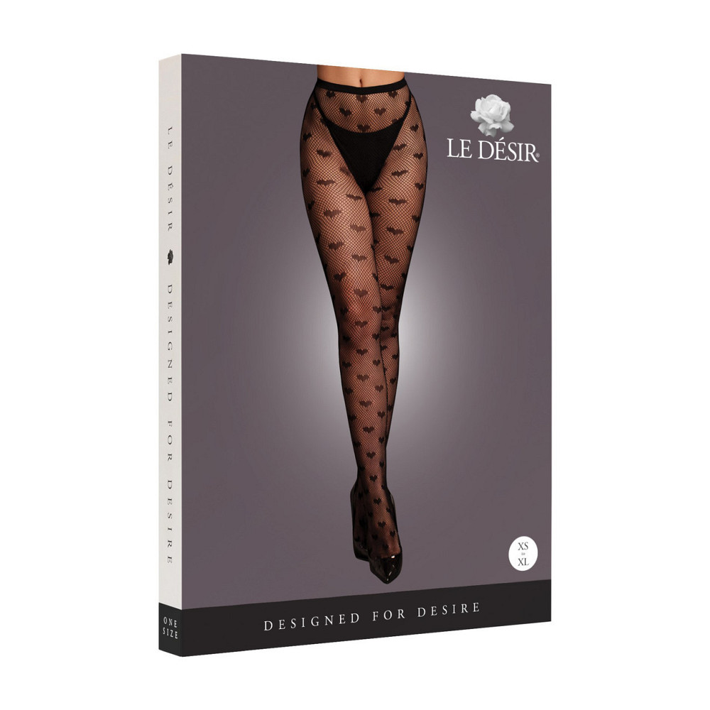 Колготки - Le Desir Heart Patterned Tights Black XS/XL Sex Aura Київ - фото 3