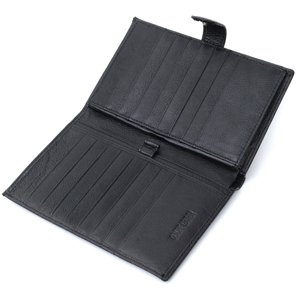 Універсальний чоловічий гаманець для грошей та документів з натуральної шкіри ST Leather 22735 Чорний Київ - фото 7