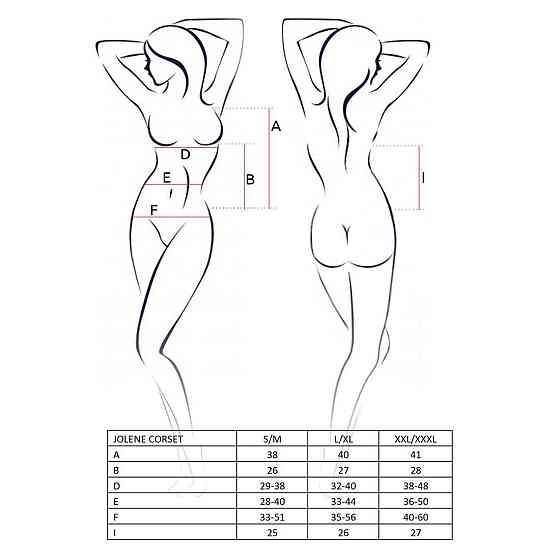 Корсет з пажами Passion JOLENE CORSET L/XL, black, трусики, напіввідчинені груди, напівпрозорий Sex Aura Київ