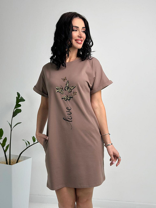 Летнее платье мини с принтом Glide 50-52, Мокко Киев - изображение 2