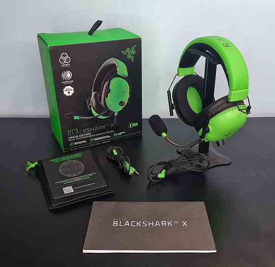 Ігрові провідні навушники Razer BlackShark V2 X для ПК, ноутбуку та телефона (зелені) Клевань