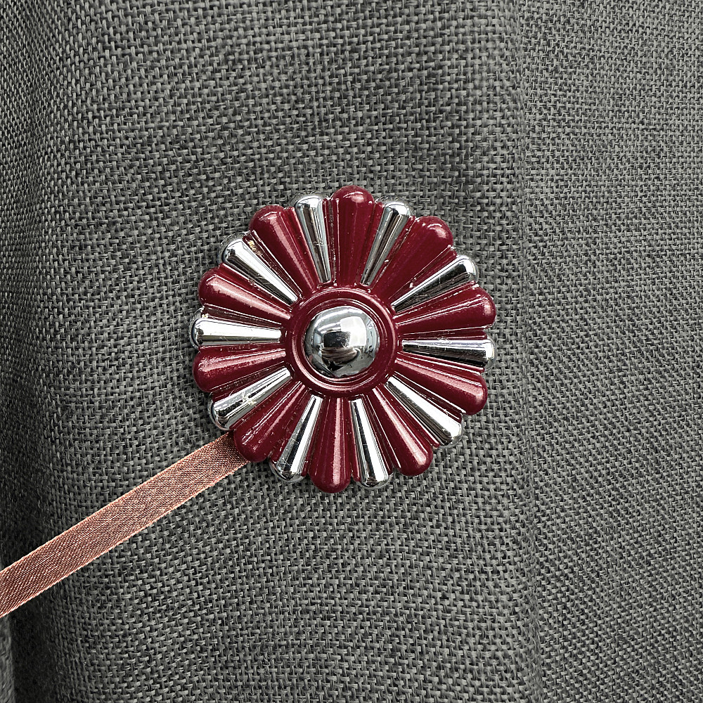 Магниты для штор и гардин Хризантема набор 2 шт Бордовый с серебристым (81-299) Киев - изображение 3