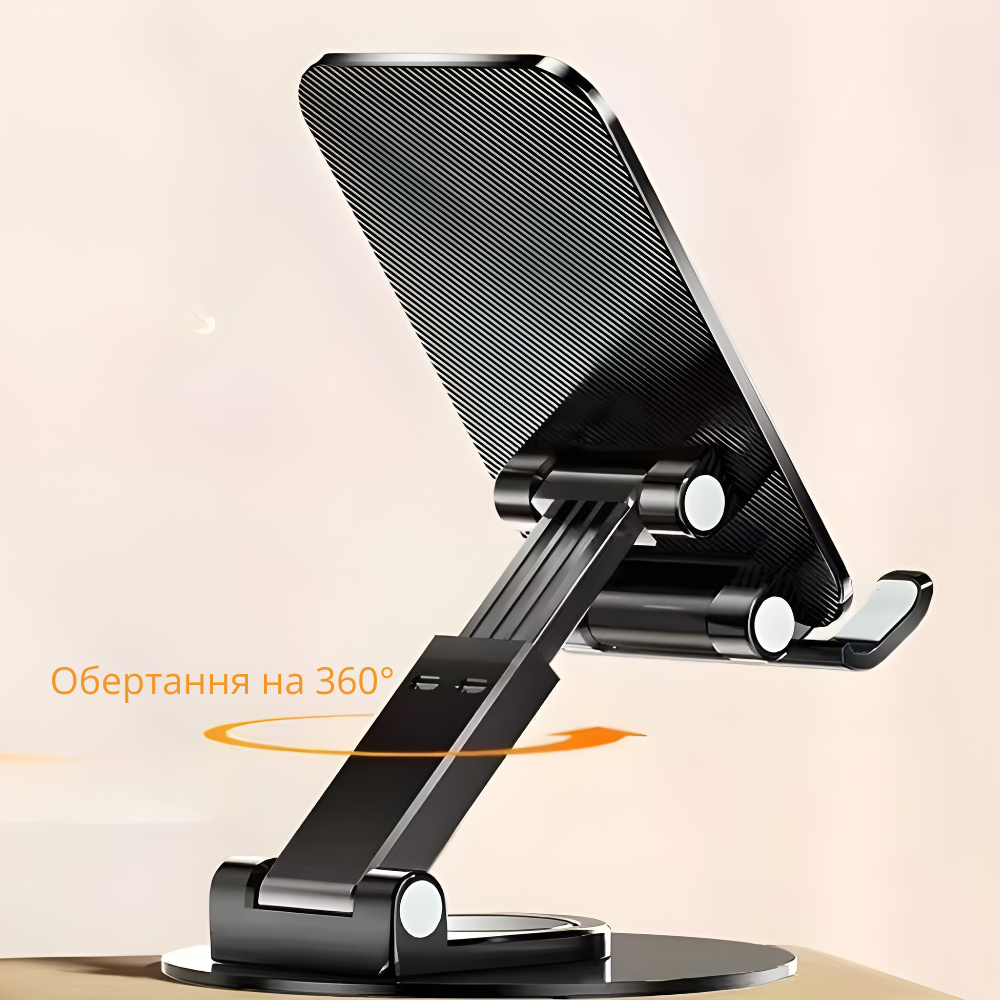Подставка-держатель настольная для телефона или планшета, холдер для сматрфона,складная, с поворотом на 360 черная Каменец-Подольский - изображение 9